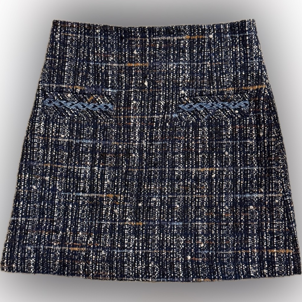 Sandro Paris Navy Tweed Skirt